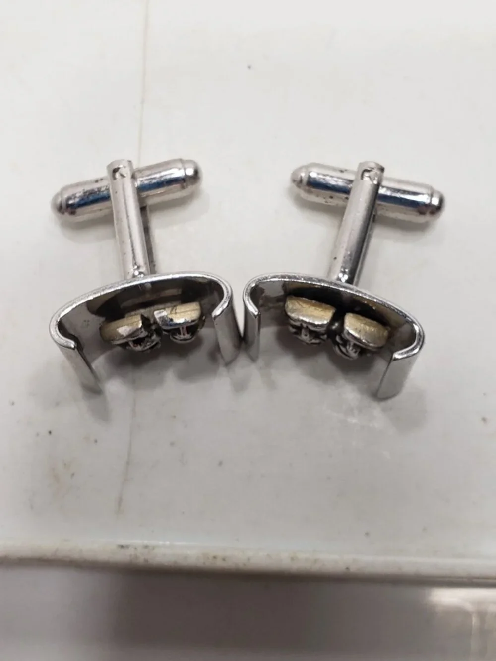 Vintage Comedy Tragedy Theater Mask Cufflinks Silver Tone Mens Formal Set